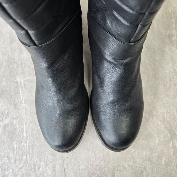 Vince Camuto Harness Moto Boots 8.5 Black Quilted Leather Western Biker Booties - Picture 9 of 13